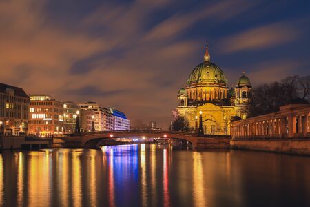 Berlin Cathedral , Berliner Dome at night, Berlin ,Germanyの写真素材