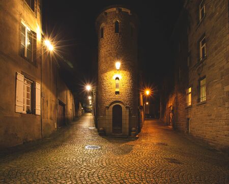Saint-Malo at night, it is a walled port city in Brittany in northwestern France on the English...