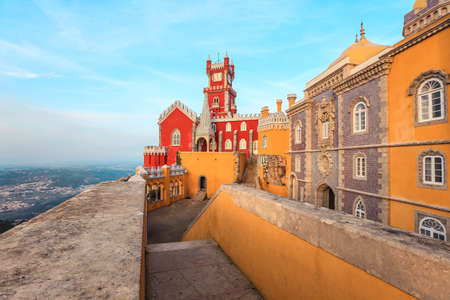 Pena National Palace (Palacio Nacional da Pena) Romanticist palace in Sao Pedro de Penaferrim - UNESCO World Heritage Site and one of Seven Wonders of Portugal.のeditorial素材