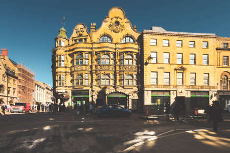 Oxford, United Kingdom - September 20 , 2019 : View of High Street and Cornmarket Street in the city centre, Oxford, Englandのeditorial素材
