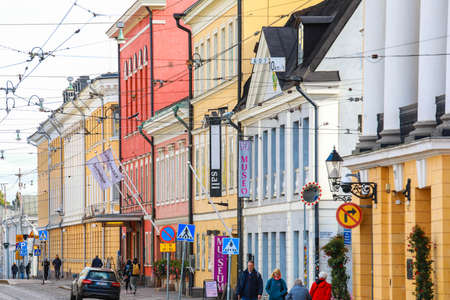 Helsinki, Finland - October 5, 2019 : view of colorful buildings in the city centre of Helsinki - Finlandのeditorial素材