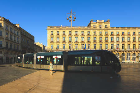 Bordeaux, France - 21 June, 2020 City street scene with tramway in Bordeaux, Franceのeditorial素材