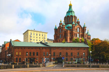 Helsinki, Finland - October 5, 2019 : Uspenski Orthodox Cathedral Church in Katajanokka district of the Old Town in Helsinki, Finlandのeditorial素材