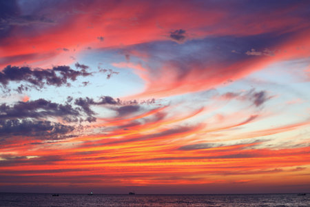 Colorful sunset sky for nature background with copy spaceの写真素材