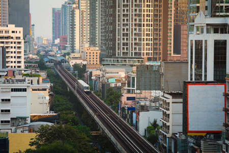 Aerial view of Bangkok modern office buildings, condominium, living place in Bangkok cityの写真素材