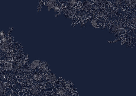 Beautiful line art botanical background materialのイラスト素材