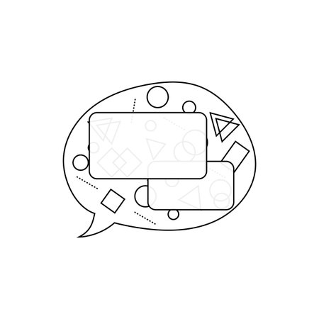 Speech bubbles with pop patterns, line drawings, black lines, geometric patternsのイラスト素材