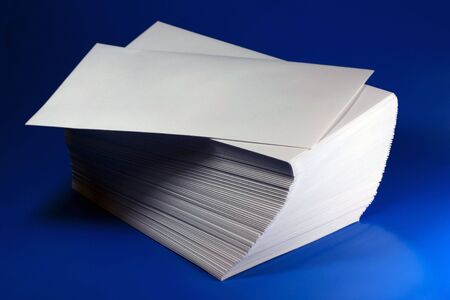 white envelopes on blue background