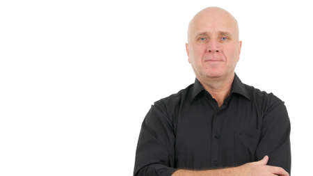 Businessman Presentation in a Company Interview, Businessperson Image Wearing a Casual Black Shirtの写真素材