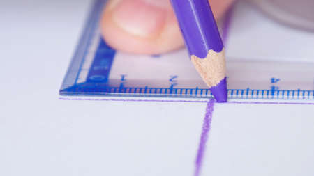 Closeup Image with a Person Who Drawing with a Colored Pencilの写真素材