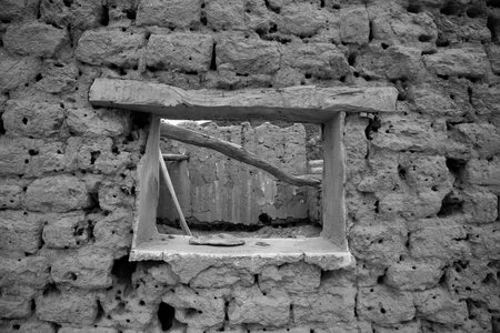 window of a ruined house