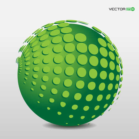 green phosphorescent sphere wrapped in floating pointsのイラスト素材