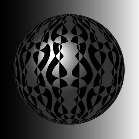 glossy gray ball with black oriental patternのイラスト素材