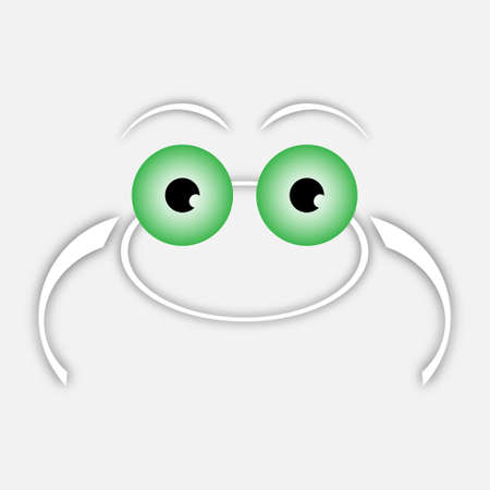 white drawing frog with green eyes and shadowsのイラスト素材