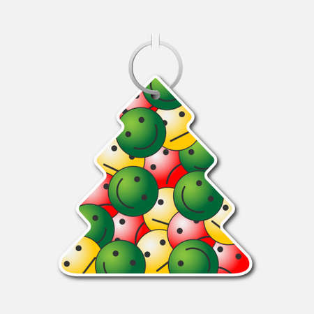 small tree with handle and group of smileys with different emotionsのイラスト素材