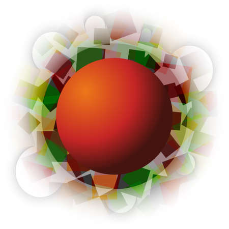 abstract colored translucent autumn squares with ball in the middleのイラスト素材