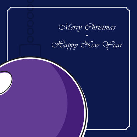 stylized violet Christmas ball with white shadow on a dark blue backgroundのイラスト素材