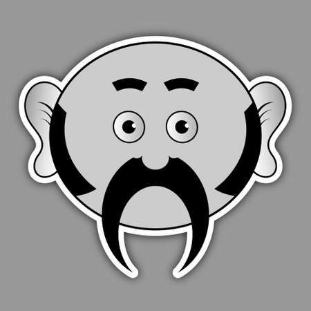 sticker - funny man with a big black mustache and sideburnsのイラスト素材