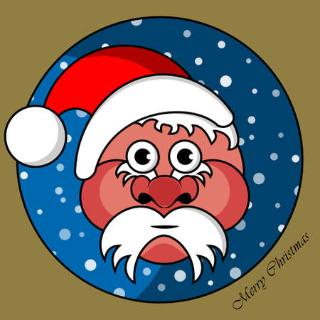 Santa Claus in a gold circular window and background with snowのイラスト素材