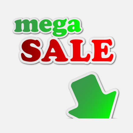 mega sale - information sign with green arrow and textのイラスト素材