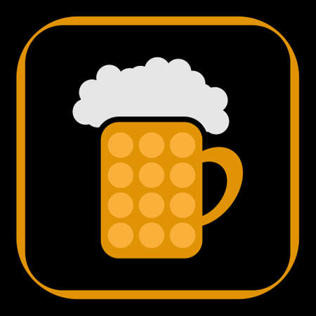 styled pint of beer with foam - icon in the borderのイラスト素材