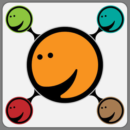 cheerful stylized face in orange and other colorsのイラスト素材