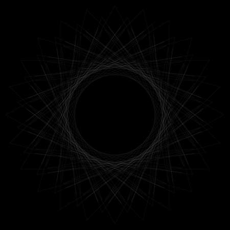 abstract white straight lines in a spiral shape on a black backgroundのイラスト素材