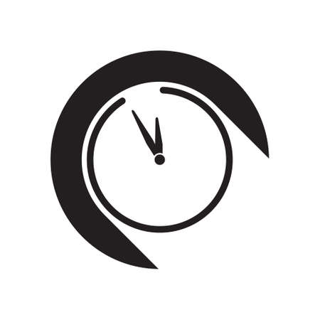 black icon with clock and white stylized shadowのイラスト素材