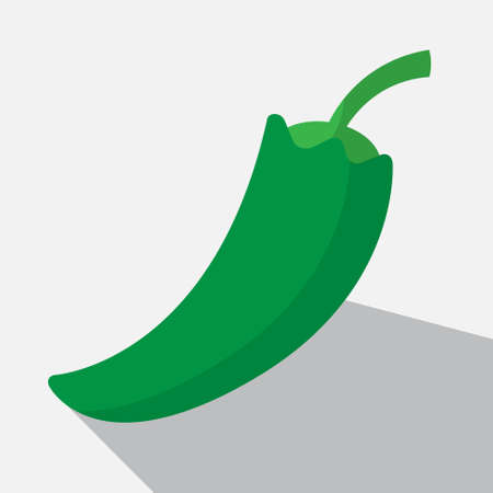 green paprika and long shadow on a white backgroundのイラスト素材