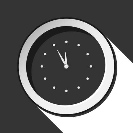 dark gray icon with clock and stylized shadowのイラスト素材