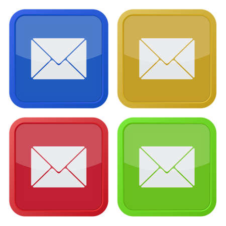 set of four square icons with mailing envelopeのイラスト素材