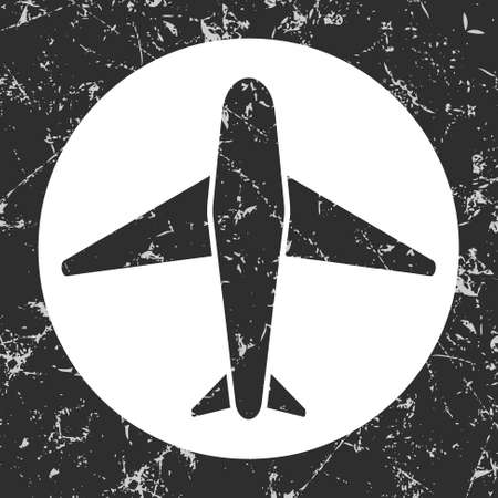 grunge dark gray icon  airplane on a white circleのイラスト素材