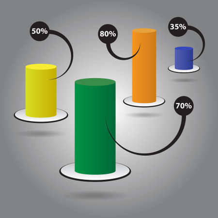 pie chart  with four color columns with shadows and textのイラスト素材
