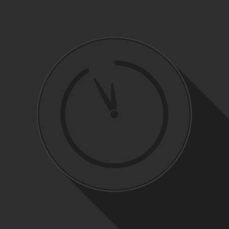 dark gray icon - clock on circle with long shadowのイラスト素材