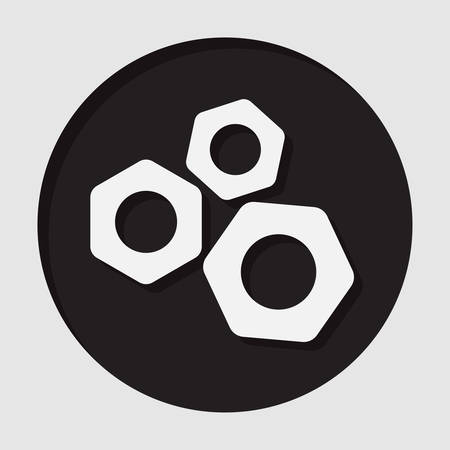 information icon - dark circle with white nuts and shadowのイラスト素材