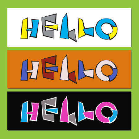hello - stylized color text in three variantsのイラスト素材