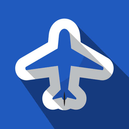 square blue information icon with white outline and shadow - blue and black airplaneのイラスト素材