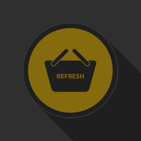 dark gray and yellow icon - shopping basket refresh on circle with long shadowのイラスト素材