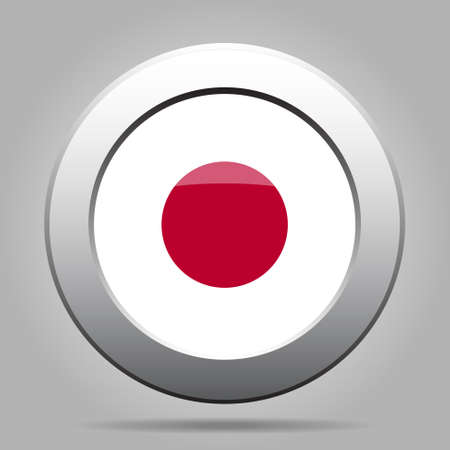 metal button with the national flag of Japan on a gray backgroundのイラスト素材