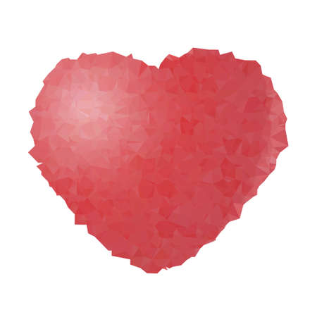 low poly - red heart with reflection on a white backgroundのイラスト素材