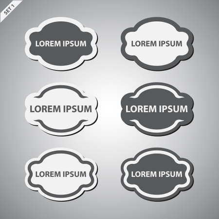 simple grayscale labels set with borderのイラスト素材