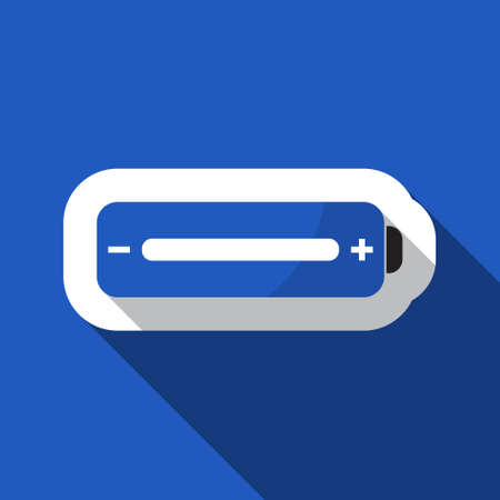 square blue information icon with white outline and shadow - blue and black battery fullのイラスト素材