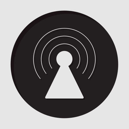 information icon - dark circle with white transmitter and shadowのイラスト素材
