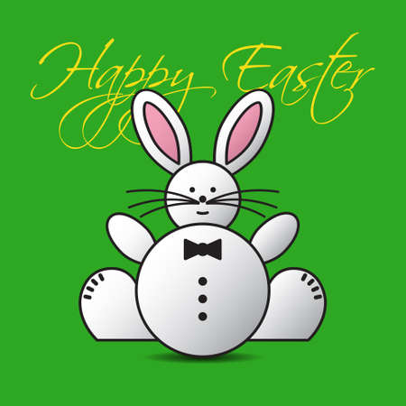 greeting card - lovely Easter bunny on a green background with textのイラスト素材