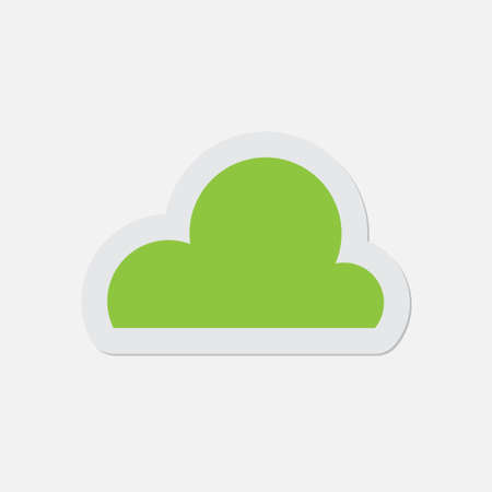 simple green icon with contour and shadow - cloud on a white backgroundのイラスト素材
