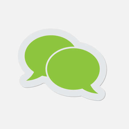 simple green icon with contour and shadow - speech bubbles on a white backgroundのイラスト素材