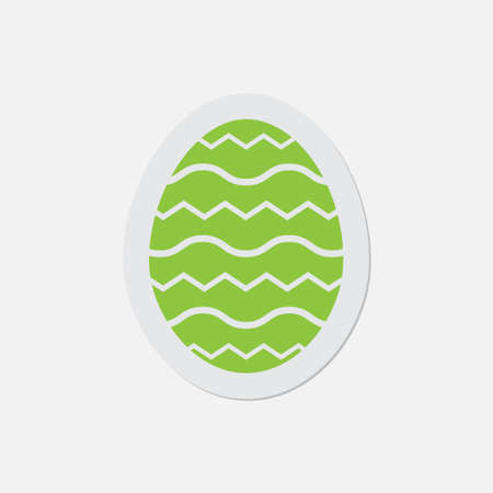 simple green icon with contour and shadow - Easter egg on a white backgroundのイラスト素材