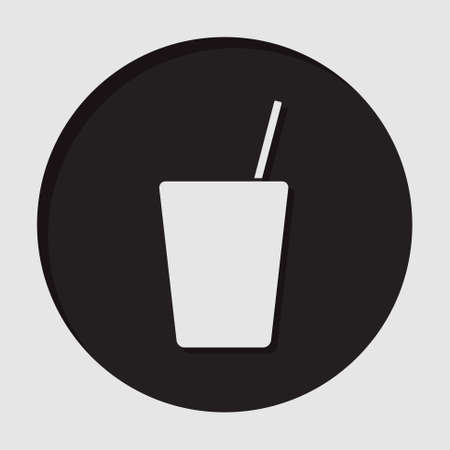 information icon - dark circle with white drink with straw and shadowのイラスト素材