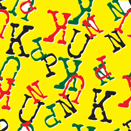 punk - seamless pattern, colored text on a yellow backgroundのイラスト素材