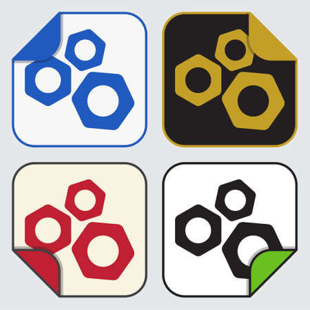 set of four colored variable square sticky icons with bent corner - nutsのイラスト素材